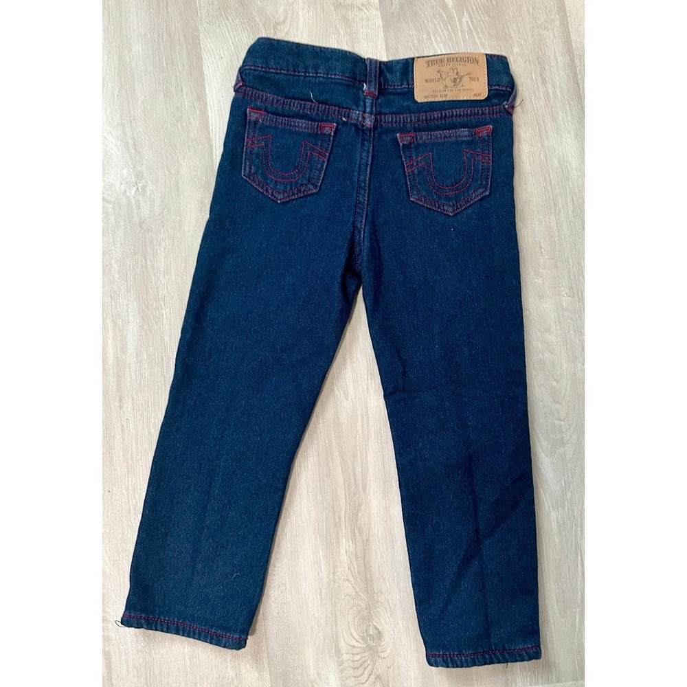 True Religion Jeans Kids 4T Dark Wash Blue Excellent Red Contrast Stitching